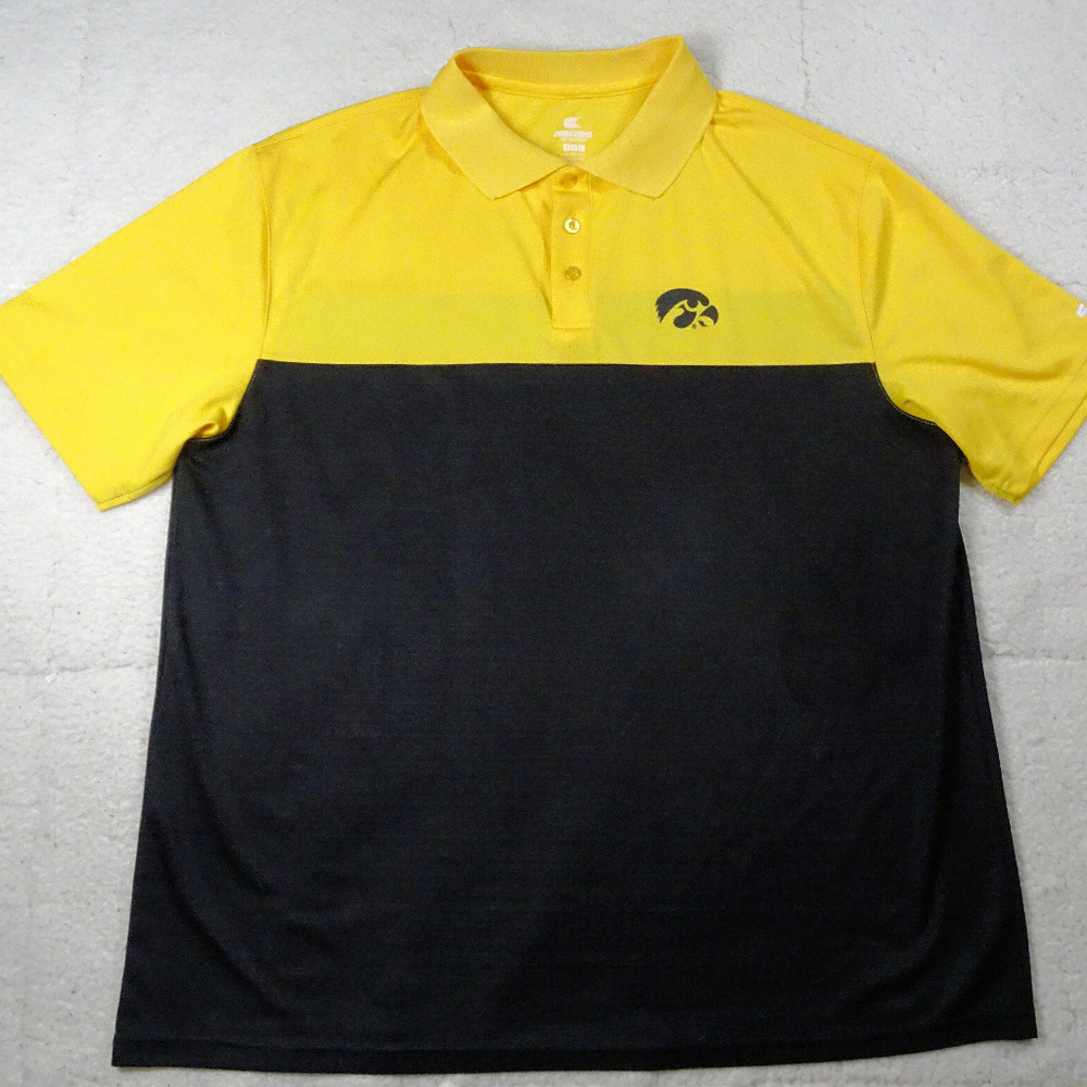 NCAA BIG10 Iowa Hawkeyes Black & Yellow Polo XXL